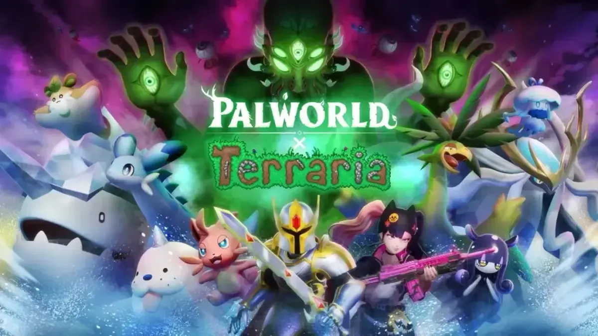 Ảnh bìa cho sự kết hợp giữa Palworld và Terraria.