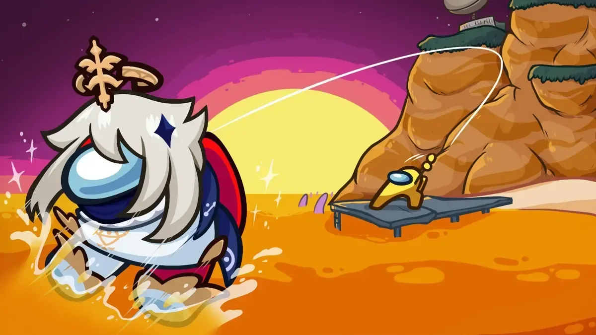 Artwork from Innersloth for the Genshin Impact x Among Us crossover.