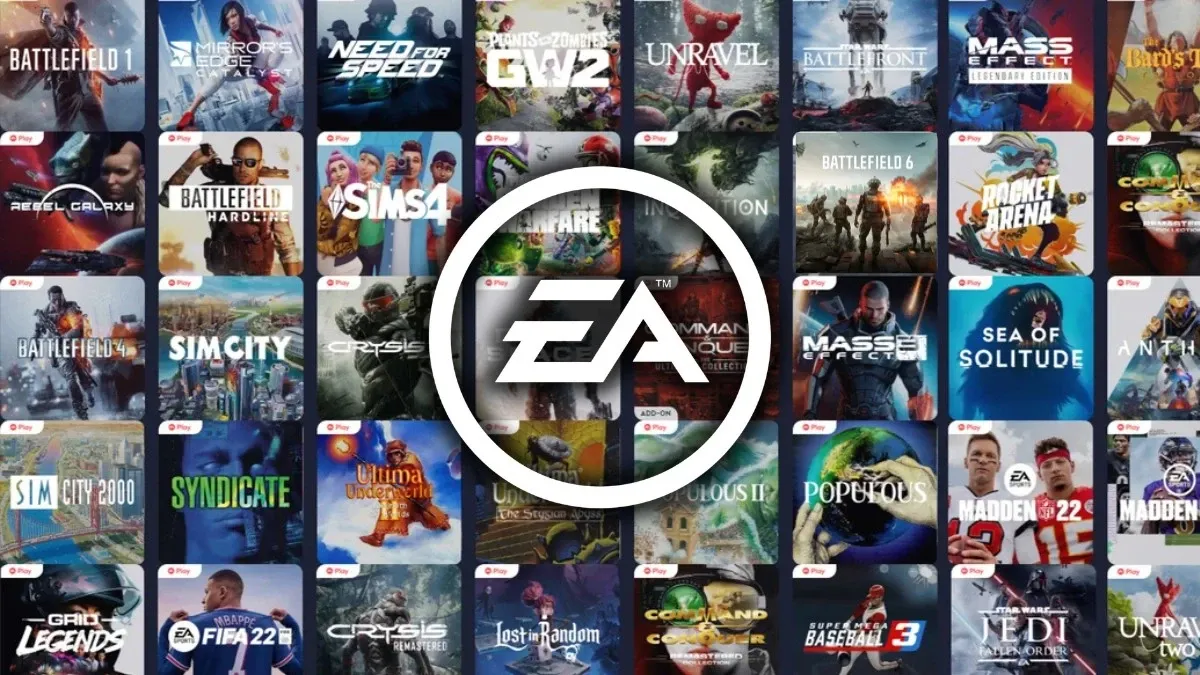 EA logo over EA's games