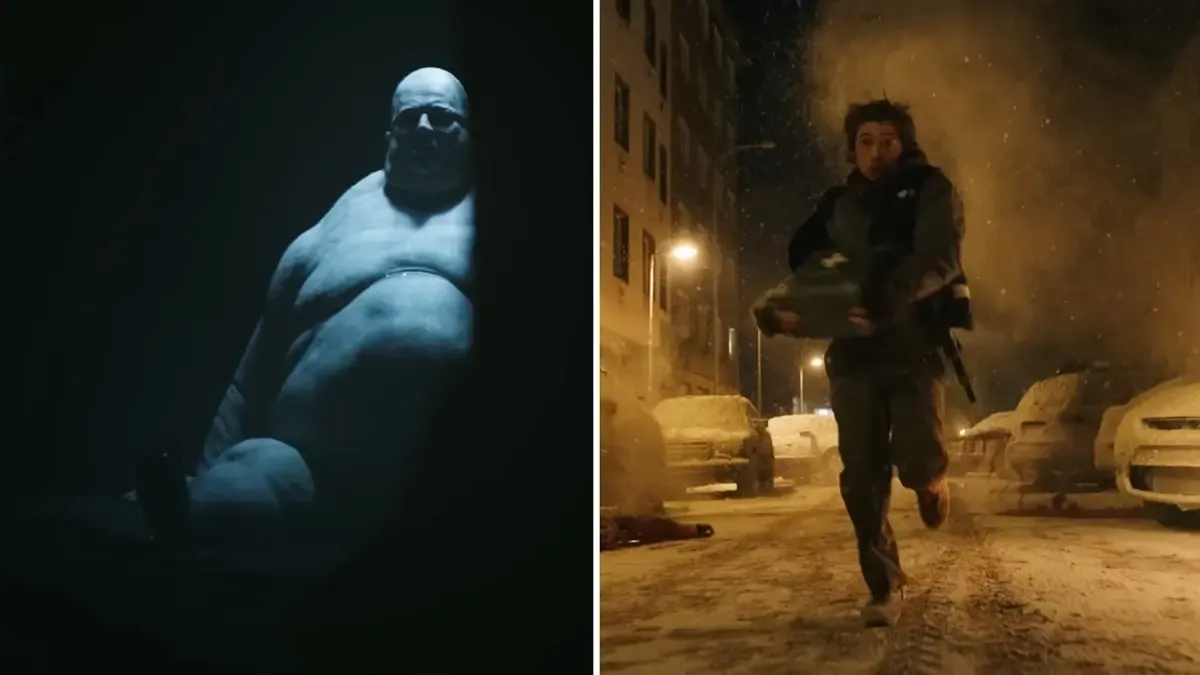 A monster and Bryan from the upcoming Resident Evil movie.