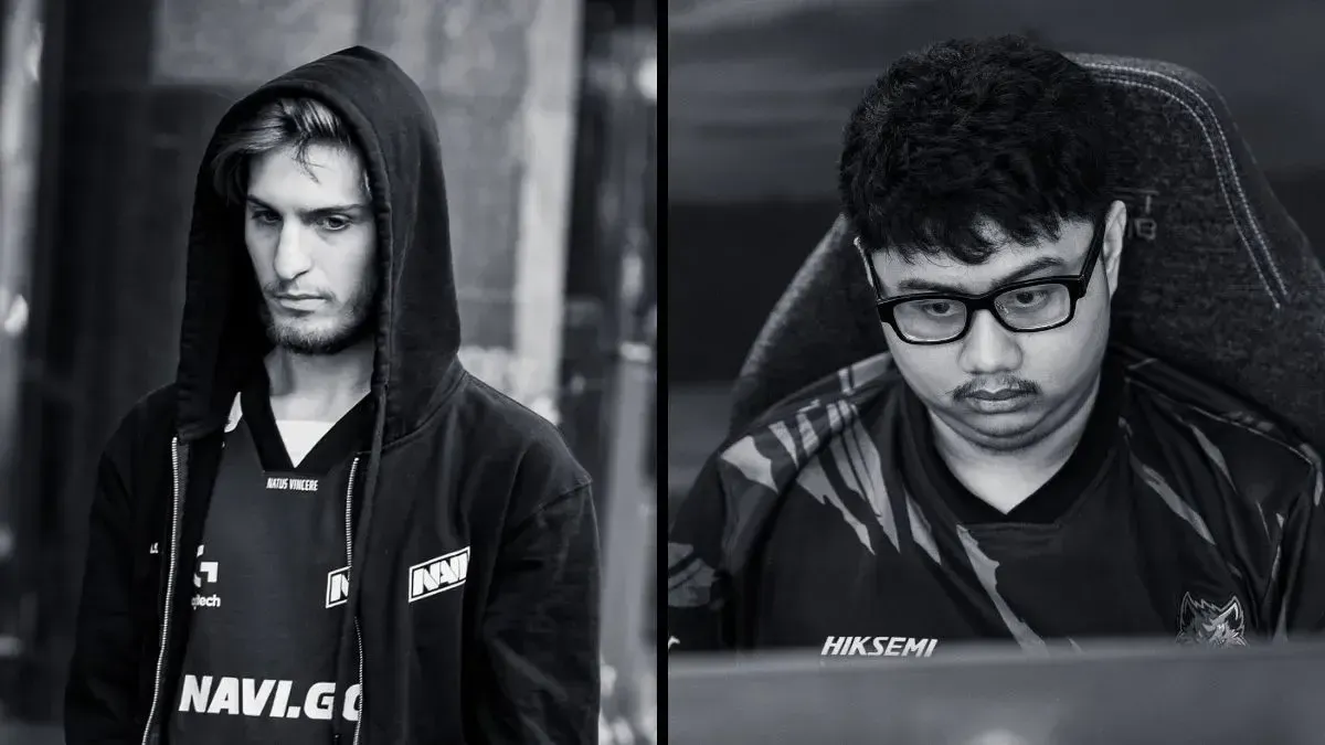 An image of Natus Vincere's Riddys and BOOM Esports' Armel, following their eliminations.