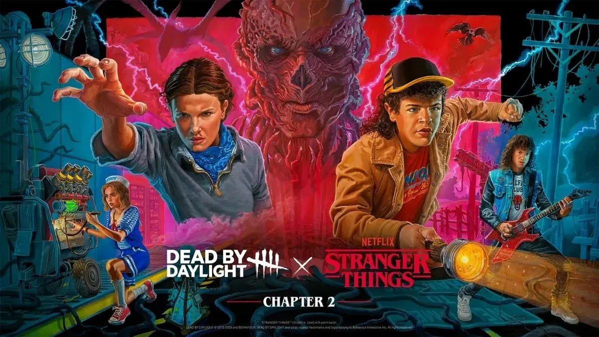An image of Dead by Daylight x Stranger Things poster.