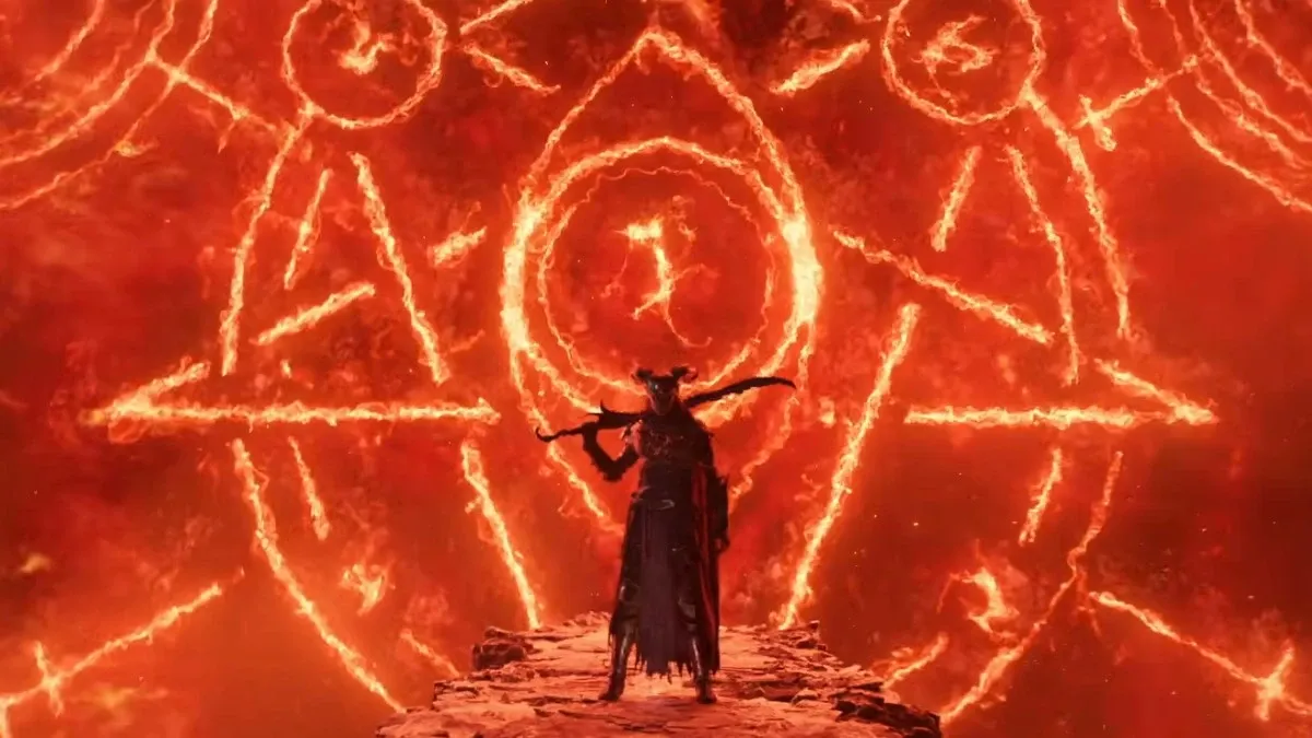 Screenshot from Diablo 30th anniversary showcase of the Warlock trailer.