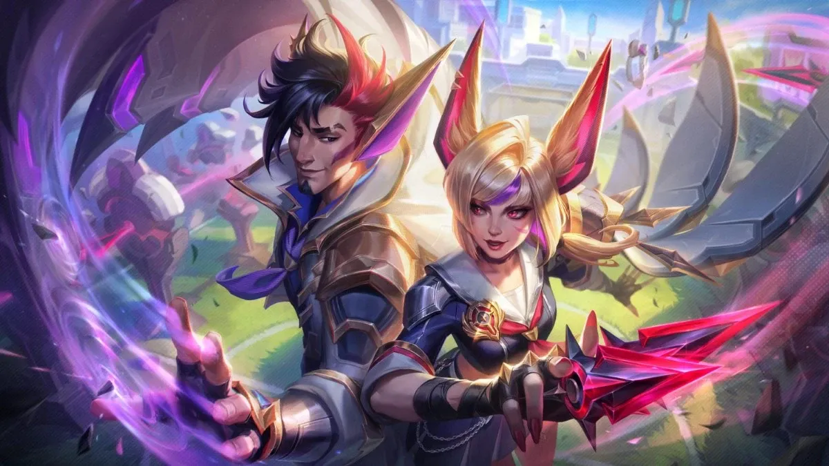 Battle Academia Rakan and Xayah 2025 official Splash Art