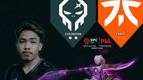 team banners and Yowe of  Execration looking straight forward