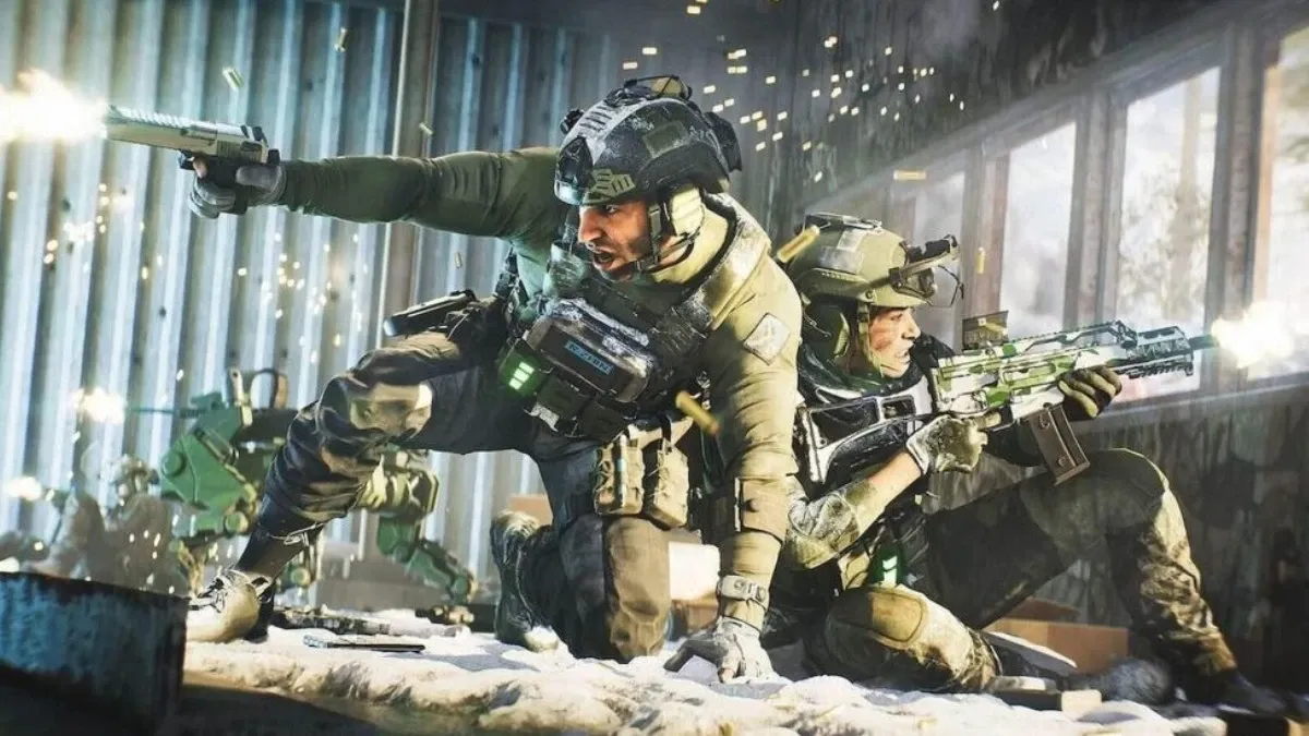Battlefield official art or screenshot of two soldiers in combat