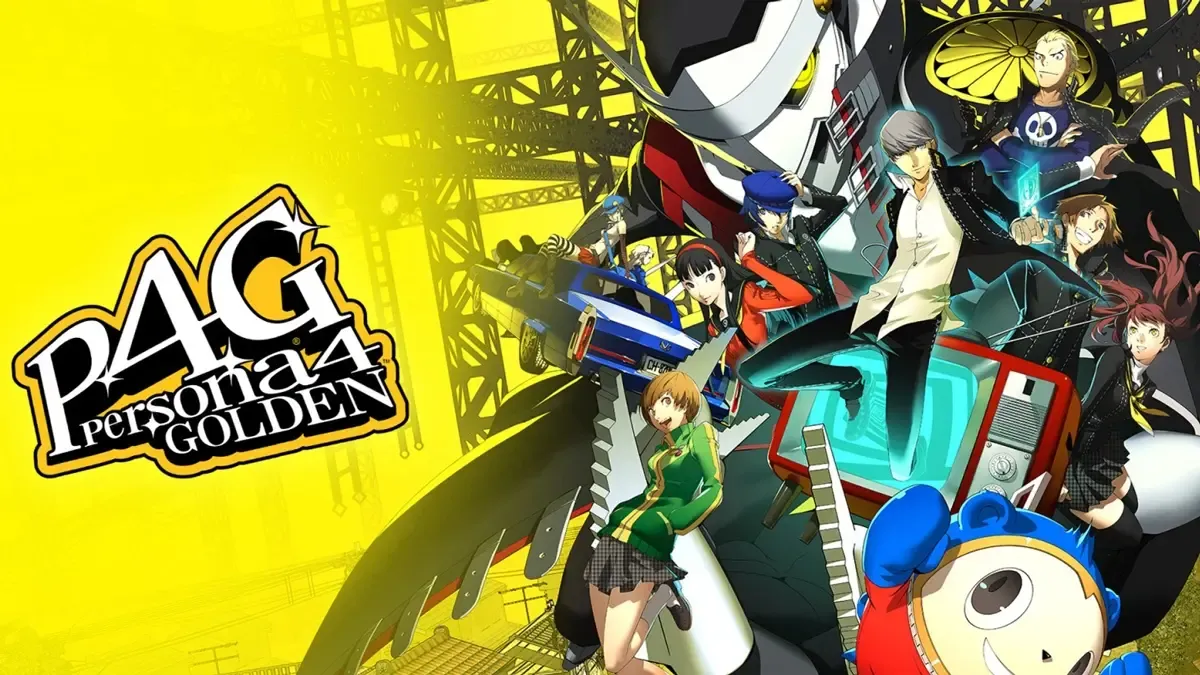 Key art for Persona 4 Golden, featuring the main cast.
