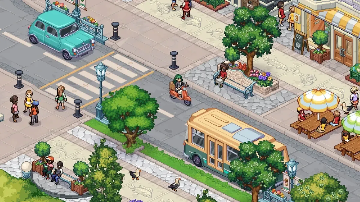 In-game screenshot at a Mossport location in Witchbrook.