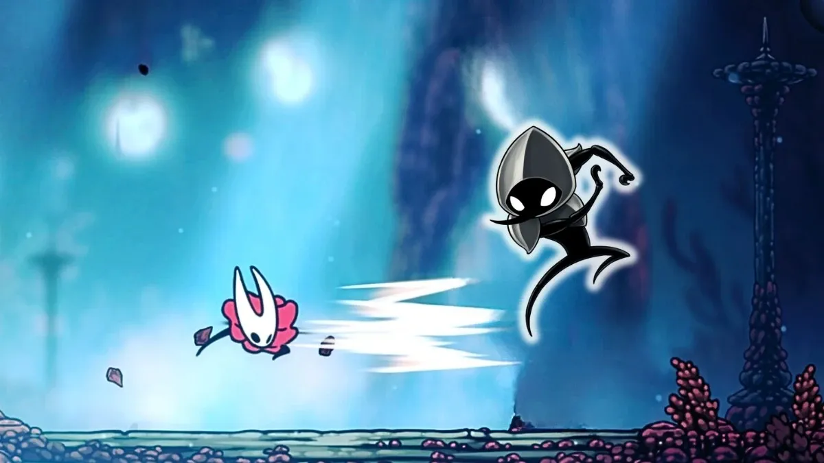 Hollow Knight: Silksong Hornet in the Coral Tower, and an image of Steel Assassin Sharpe.