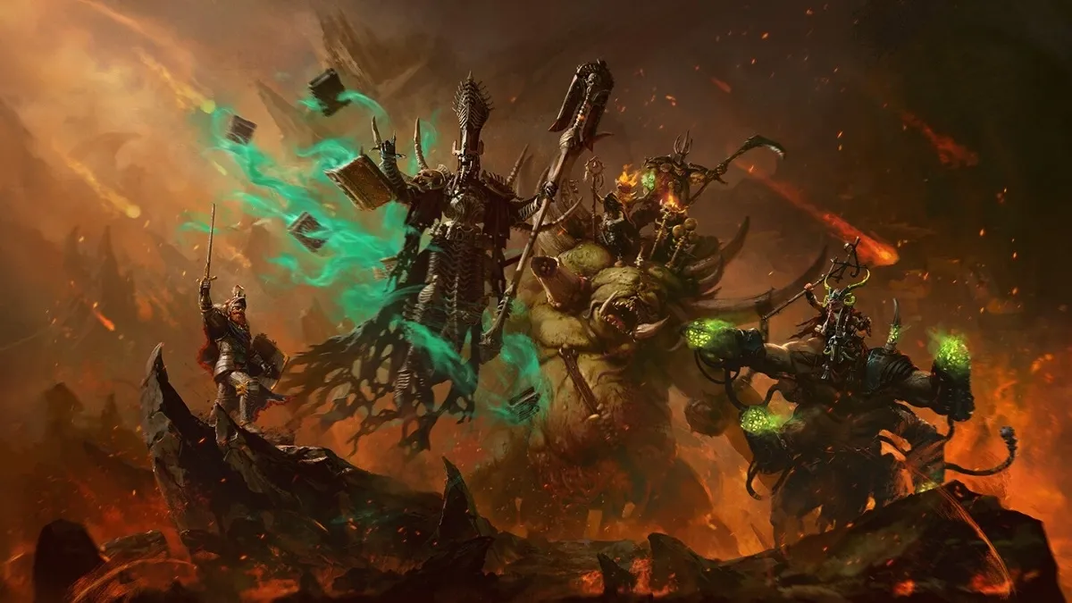 Splash art for the Lords of the End Times DLC for Total War: Warhammer III.