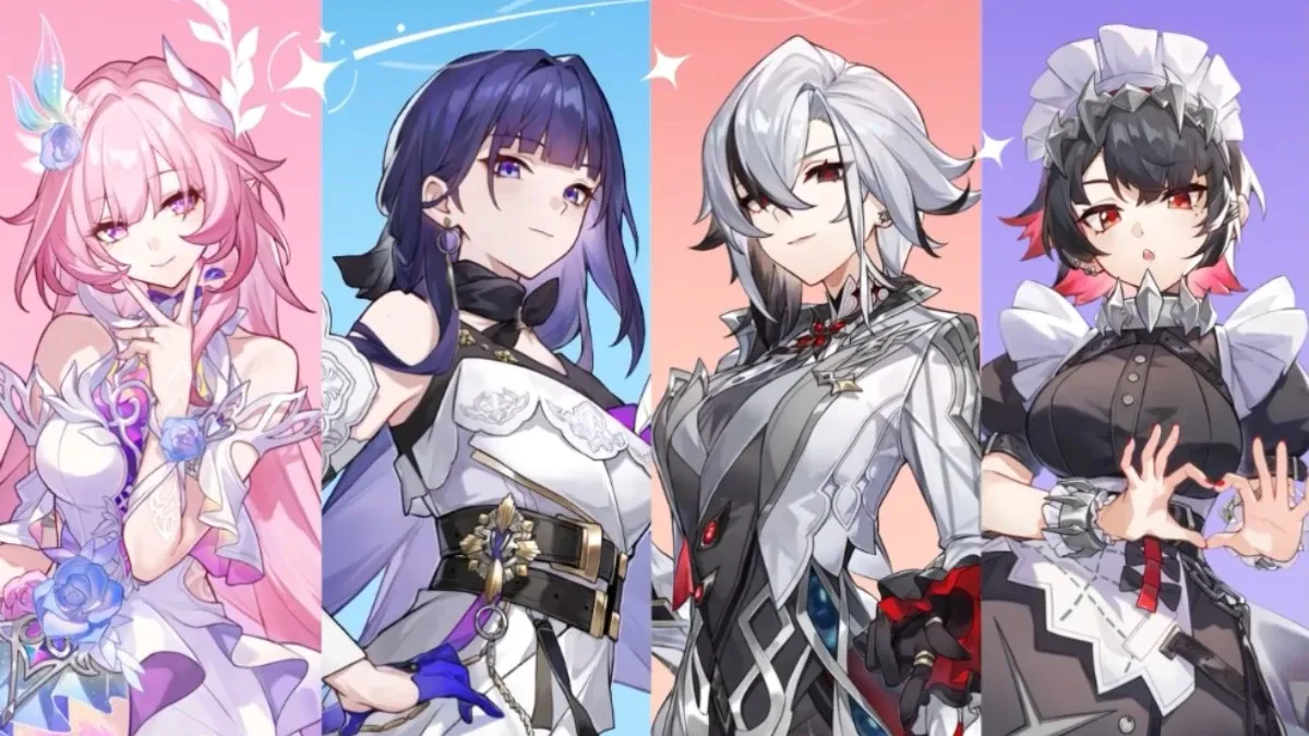 Characters from Honkai Impact 3rd, Honkai Star Rail, Genshin Impact, and Zenless Zone Zero.