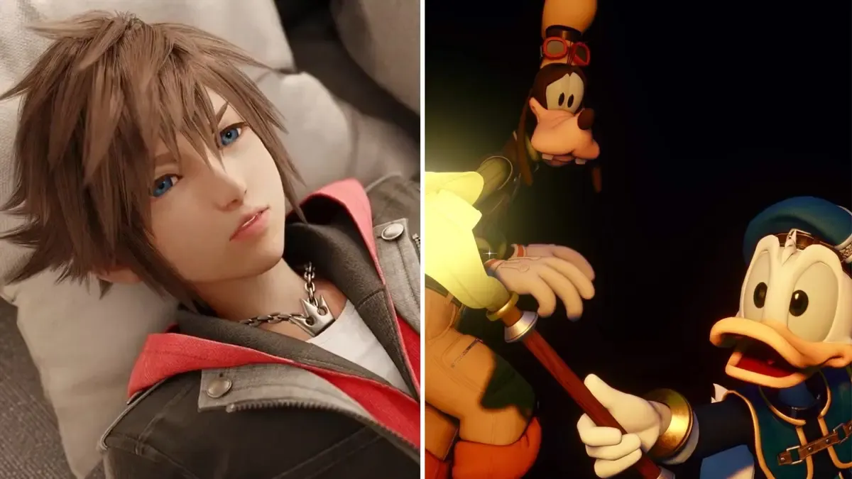 Sora, Donald Duck, and Goofy in Kingdom Hearts IV.