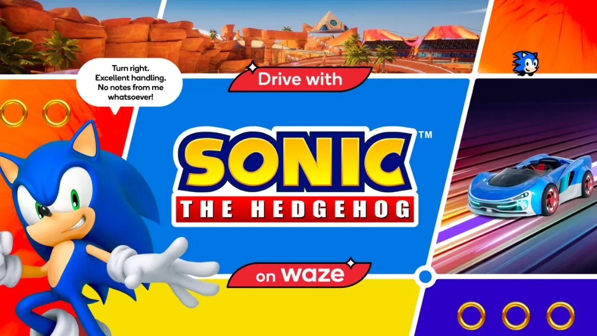 Sonic the Hedgehog Waze collab poster