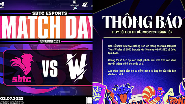 SBTC Esports bị BTC hoãn 2 trận liên tiếp tại VCS, liệu có phải đang điều tra nghi vấn bán độ?