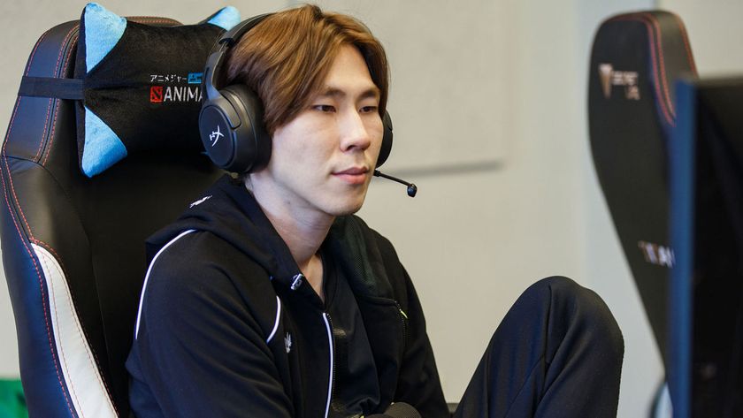 Torontotokyo of Team Spirit sitting on a gaming chair