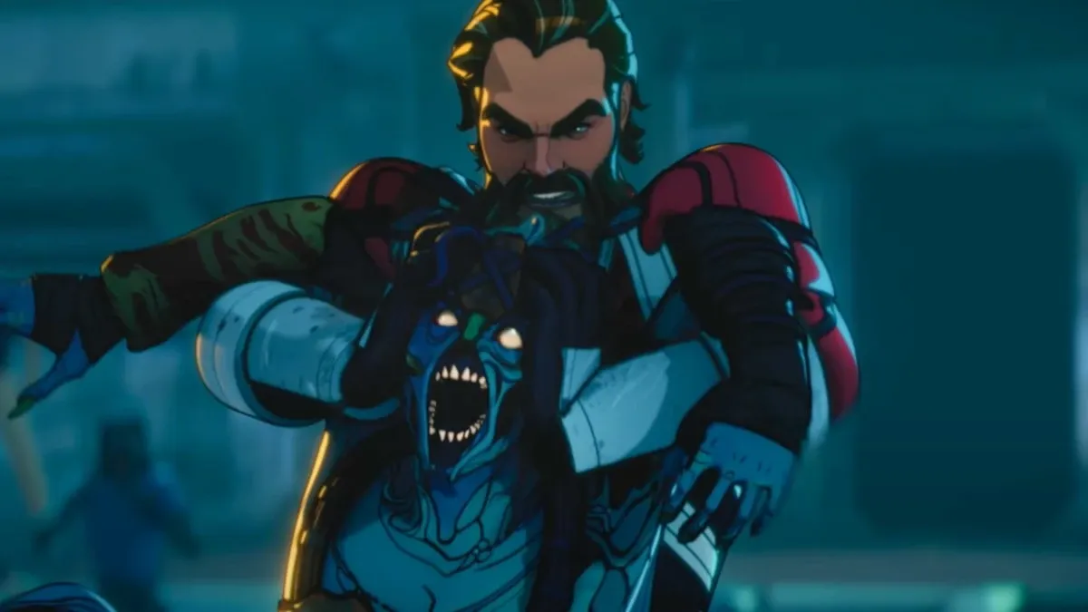 A hero from Marvel Rivals crushes the head of a Zombie.