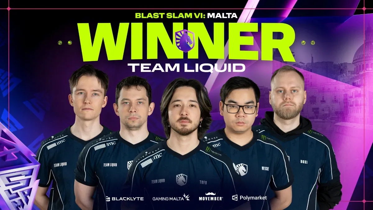 Champions' graphic for BLAST Slam VI depicting Team Liquid.