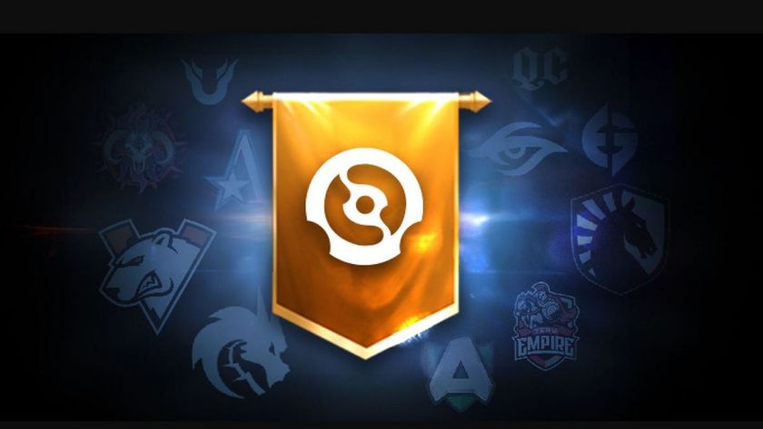 Dota 2 flag featuring DPC crest on a dark blue background
