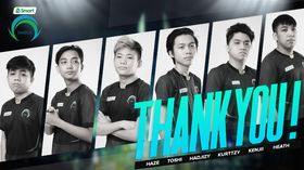 Omega Esports MLBB roster with "Thank you" written across