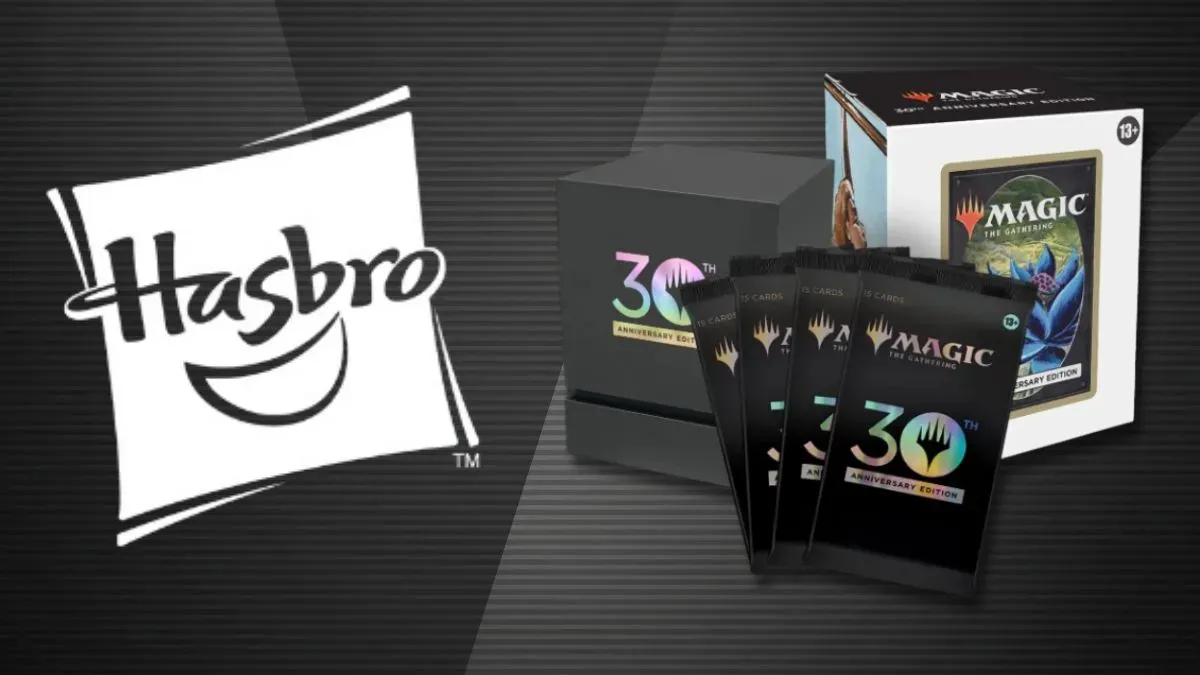 Hasbro logo and the controversial MTG 30th anniversary set