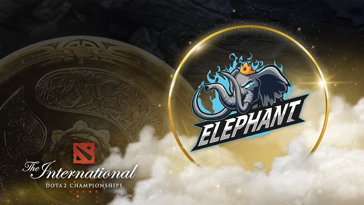 Elephant Dota 2 team and The International 10 logos