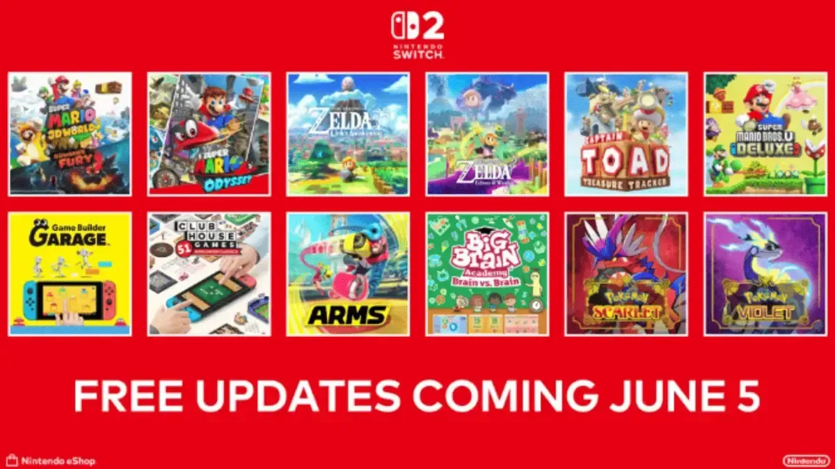 🎮 Nintendo Switch 2: Loạt Game Được Nâng Cấp Miễn Phí – Trải Nghiệm Mới Mẻ Đang Chờ Bạn!