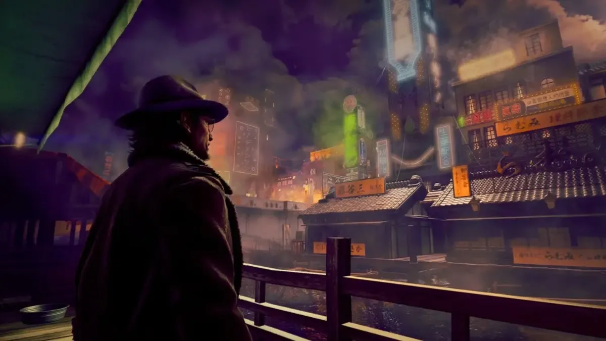 Mako Taito gazes upon what seems to be a Japanese city in Stranger than Heaven.