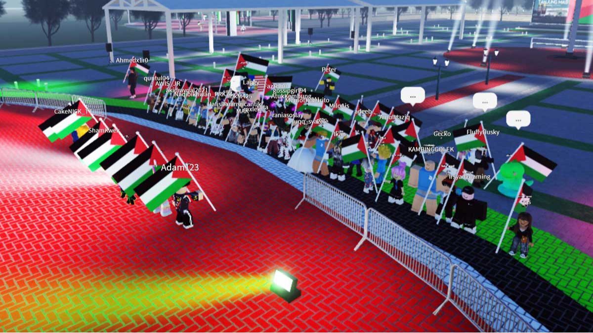 Hundreds of kids rally in Roblox for 'Free Palestine' protests