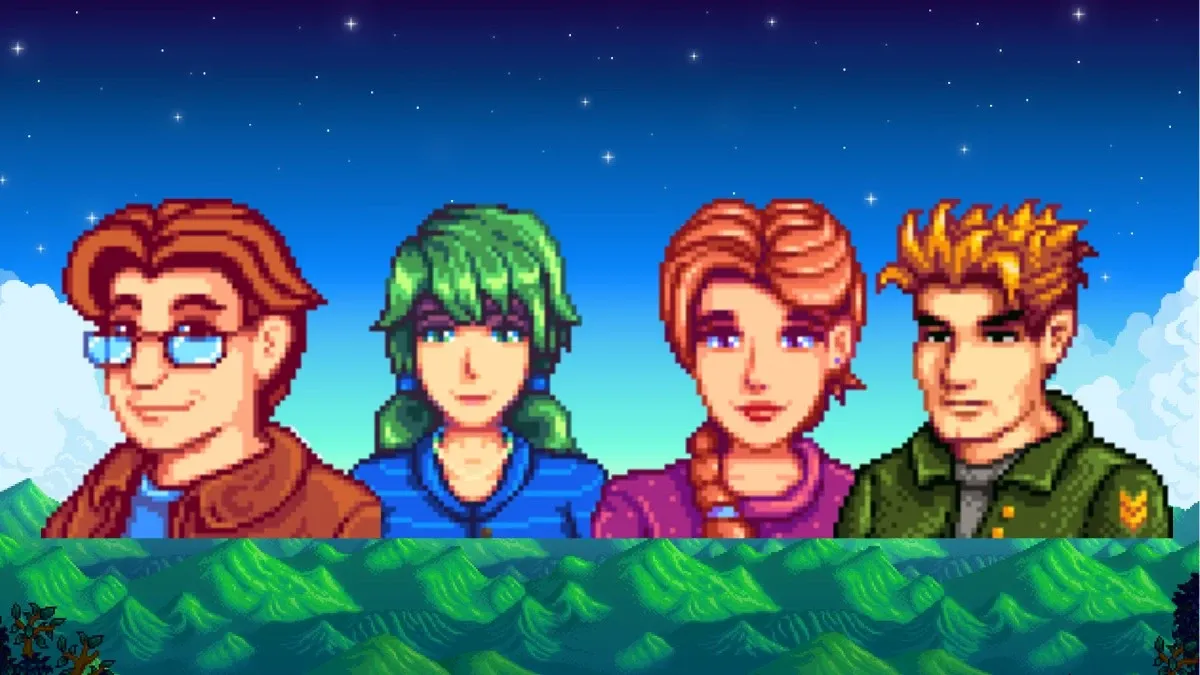 Pierre, Caroline, Jodi and Kent in Stardew Valley