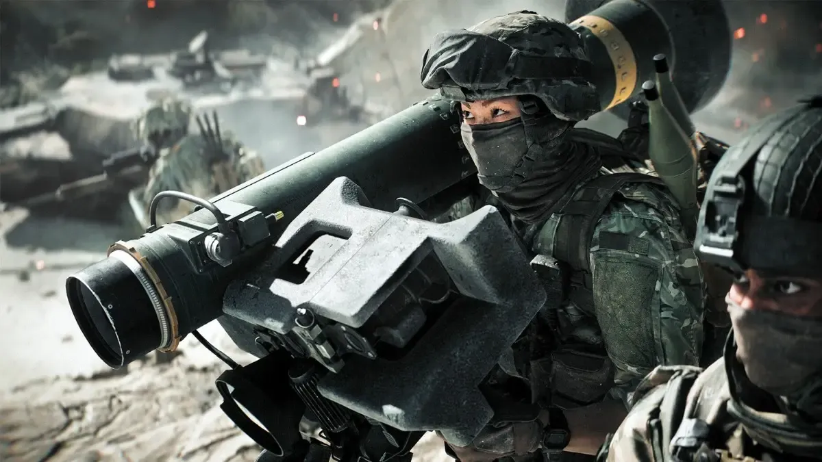 A soldier with a large launcher in Battlefield 6.