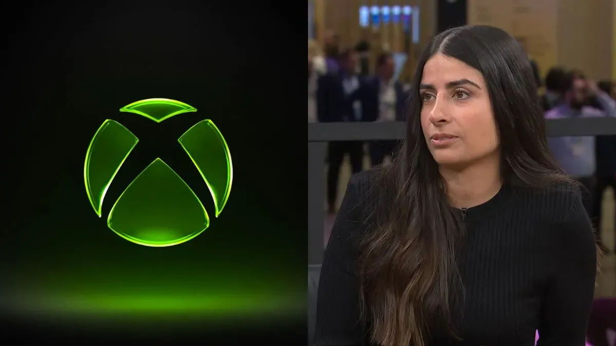 Image of Xbox logo and CEO Asha Sharma 