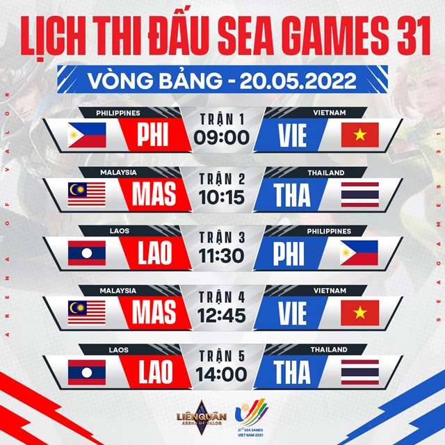 Trực tiếp Liên Quân Mobile tại SEA Games 31: Chờ ĐT Việt Nam đụng độ Thái Lan