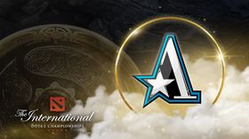 Team Aster logo with the Aegis of Immortals behind and TI10 logo