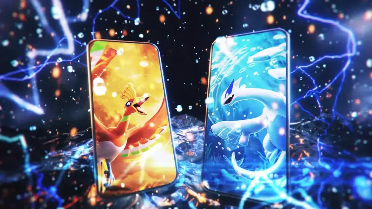 Screenshot from the Wisdom of Sea and Sky trailer for Pokemon TCG Pocket.