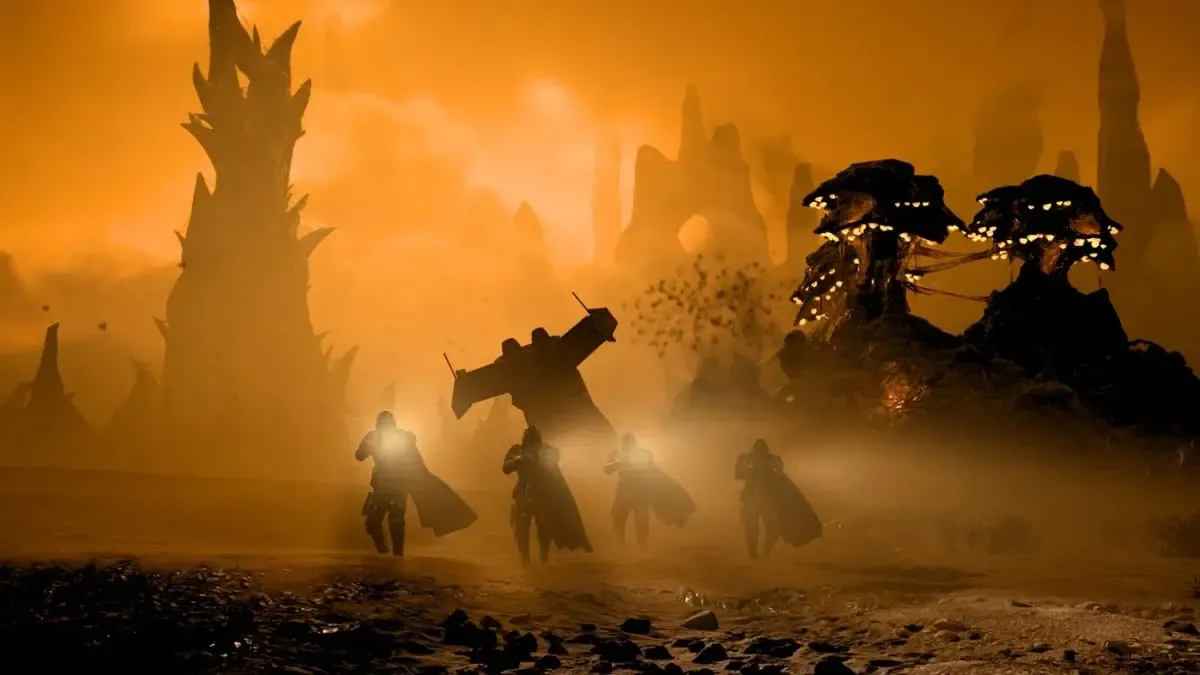 Helldivers going into the Hive Worlds in Hell Divers 2: Into the Unjust.