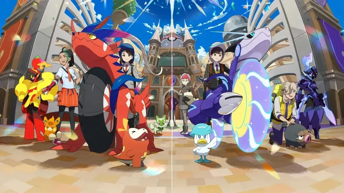 Bìa trò chơi cho Pokémon Scarlet & Pokémon Violet.